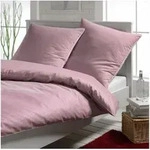 Elegante Mako-Satin Bettw&auml;sche &raquo;Hamburger Streifen&laquo; Bordeaux 2460-01...