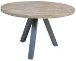 SIT Mangoholz Tisch - Rund 120x120x76 cm / grau / Metall antiksilber