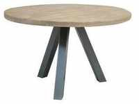SIT Mangoholz Tisch - Rund 120x120x76 cm / grau / Metall antiksilber