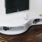 SalesFever &raquo;Curved&laquo; Lowboard weiss/walnuss / 200x30x50cm