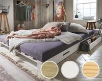 Massivholz &raquo;Charly&laquo; Palettenbett 140x200 cm / laugenfarbig