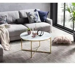 SalesFever &raquo;Daisy&laquo; Couchtisch Wei&szlig;/Gold