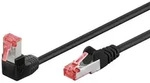 Goobay CAT 6 Patchkabel 1x 90&deg; gewinkelt, S/FTP (PiMF), Schwarz