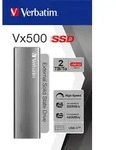 Verbatim SSD 2TB, USB 3.2, Typ A-C, Vx500 (R) 500MB/s, (W) 440MB/s, Retail-Blister