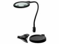 Goobay LED-Stand-/Klemm-Lupenleuchte, 6 W, schwarz - 480 lm, 100 mm Glaslinse,