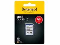 Intenso SDXC-Card 64GB, Class 10 (R) 25MB/s, (W) 10MB/s, Retail-Blister