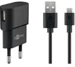 Goobay Micro USB-Ladeset 1 A - Netzteil mit Micro USB Kabel 1m (Schwarz)