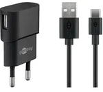 Goobay USB-CTM Ladeset 1 A - Netzteil mit Type-CTM Kabel 1m (Schwarz)