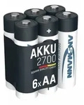 ANSMANN NiMH Akku Mignon AA Typ 2700 (min. 2650 mAh) / 1,2 Volt / 6er Schrumpffolie,