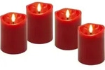 Goobay 4er-Set LED-Echtwachskerzen, rot - mit Timerfunktion und 3D-Flammenkegel,