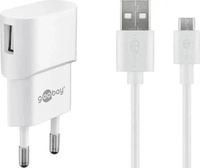 Goobay Micro USB-Ladeset 1 A - Netzteil mit Micro USB Kabel 1m (wei&szlig;)
