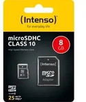 Intenso microSDHC Card 8GB, Class 10 (R) 25MB/s, (W) 10MB/s, SD-Adapter,
