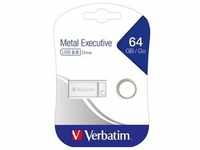Verbatim USB 2.0 Stick 64GB, Metal Executive, Silber (R) 12MB/s, (W) 5MB/s,