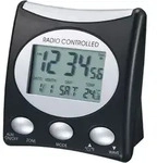 WT 221 schwarz / silber - klassischer Funkwecker mit Datums- und Temperaturanzeige