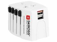 Skross World Adapter MUV USB - geeignet für alle ungeerdeten Geräte (2-pol.), mit