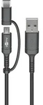 Lade- und Synchronisations Kombikabel (mit USB A auf Micro-USB & USB-C) mit Micro-B