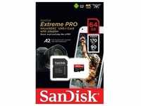 Sandisk microSDXC Card 64GB, Extreme PRO, U3, A2, 4K UHD (R) 170MB/s, (W) 90MB/s, SD