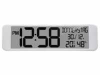 Funkwanduhr weiss rechteckig 440x30x120mm die Funkuhr mit Datum, Temperatur,