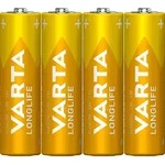 Varta Batterie Alkaline, Mignon, AA, LR06, 1.5V Longlife, Shrinkwrap (4-Pack)