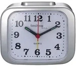 Modell XL silber - Quarzwecker, beleuchtet, mechanische Glocke oder Alarmton als