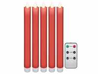 Goobay 5er-Set rote LED-Echtwachs-Stabkerzen, inkl. Fernbedienung -...
