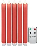 Goobay 5er-Set rote LED-Echtwachs-Stabkerzen, inkl. Fernbedienung -...