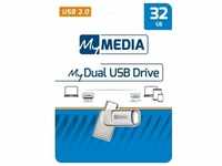 Mymedia USB 2.0 OTG Stick 32GB, Typ A-C, My Dual, silber Retail-Blister