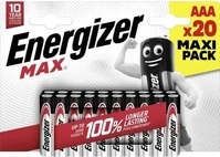 Energizer Batterie Alkaline, Micro, AAA, LR03, 1.5V Max, Retail Blister (20-Pack)