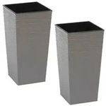 Siena Garden Kunststoff-S&auml;ulen ECO Nizza, konisch, grau, ca. B30/H57/T30 cm, 2er-Set