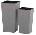 Siena Garden Kunststoff-Topf-Set ECO Nizza, konisch, grau, ca. B25/H46,5/T25 &