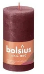 Bolsius Rustik Stumpenkerze Shine, samtrot, ca. &Oslash;6,8/H13 cm, Dunkelrot