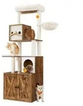 Feandrea Kratzbaum mit Katzenklo-Schrank, braun/wei&szlig;, ca. B104/H185/T61 cm
