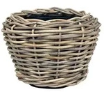 Van der Leeden Rattan-Topf Drypot, rund, grau/braun