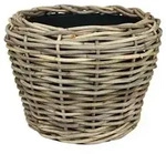 Van der Leeden Rattan-Topf Drypot, rund, grau/braun