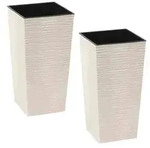 Siena Garden Kunststoff-Topf ECO Nizza, konisch, wei&szlig;, ca. B25/H46,5/T25 cm, 2er-Set