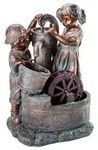 Dehner Polyresin-Gartenbrunnen Lea und Leon, solarf&auml;hig, ca. H68,5 cm, Kupfer,