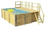 Weka Massivholzpool 595 Gr. 1, ca. B490/H201/T315 cm, Folie Blau, Natur, Hellblau