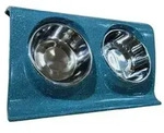 Dehner Lieblinge Doppel-Melaminnapf, silber/blau