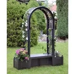 KHW Kunststoff-Gartenbank mit Rosenbogen Br&uuml;ssel, ca. B174/H207/T49 cm, Wei&szlig;