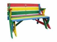 Habau Kinder Picknickbank bunt, 100 x 50 x 62 cm, Rot|Gelb|Grün|Hellblau