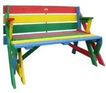 Habau Kinder Picknickbank bunt, 100 x 50 x 62 cm, Rot, Gelb, Gr&uuml;n, Hellblau