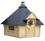Wolff Finnhaus Gartenhaus Grillkota Basic 9, ca. B426/H330/T376 cm, Schwarz, Natur