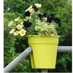 KHW Kunststoff-Gel&auml;ndertopf Flowerclip, rund, ca. &Oslash;27/H27 cm, 3er-Set, Hellgr&uuml;n