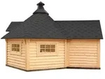 Wolff Finnhaus Gartenhaus Grillkota 9 de luxe, inkl. Anbau, ca. B426/H364/T574 cm,