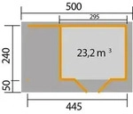 Weka Designhaus 126 A, Gr. 1, ca. B500/H225/T316 cm, Dunkelgrau