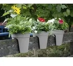 KHW Kunststoff-Gel&auml;ndertopf Flowerclip, rund, ca. &Oslash;27/H27 cm, 3er-Set, Grau