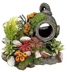 Nobby Aquariumdeko Helm mit Pflanzen, ca. B13,5/H12/T11 cm