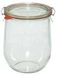 Dehner WECK&reg; Tulpenglas, 1000 ml, inkl. Einkochringe & Klammern, 4er-Set,