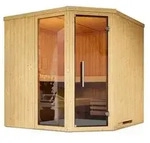 Weka Ecksauna Varberg mit Glast&uuml;r und Fenster, Natur