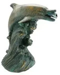 Ubbink Polystone-Wasserspeier Delfin, ca. B16/H18/T10 cm, Kupfer, Grau, Blau